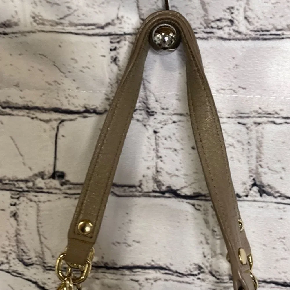 Kate Spade Chain and Leather‎ Strap Magnetic Closure Gray Tan Tote Handbag Purse